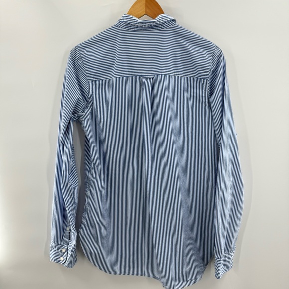 J. Crew Classic Blue & White Stripped 100% Cotton Button Down Shirt Size 12 Tall - Picture 6 of 8